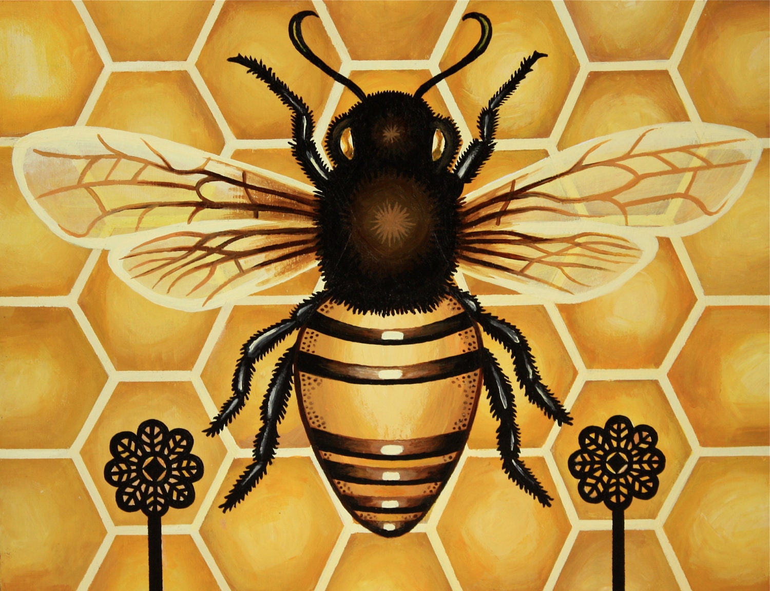 Bee Art  Bee Painting  Bee Illustration  by DoublePortrait