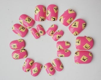 Scrabble False Nail Art
