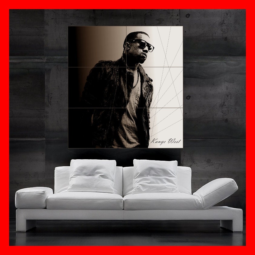 KANYE WEST poster oil Painting print 8 parts Poster Big Huge LIVE Music Hip Hop Rap Super cool art