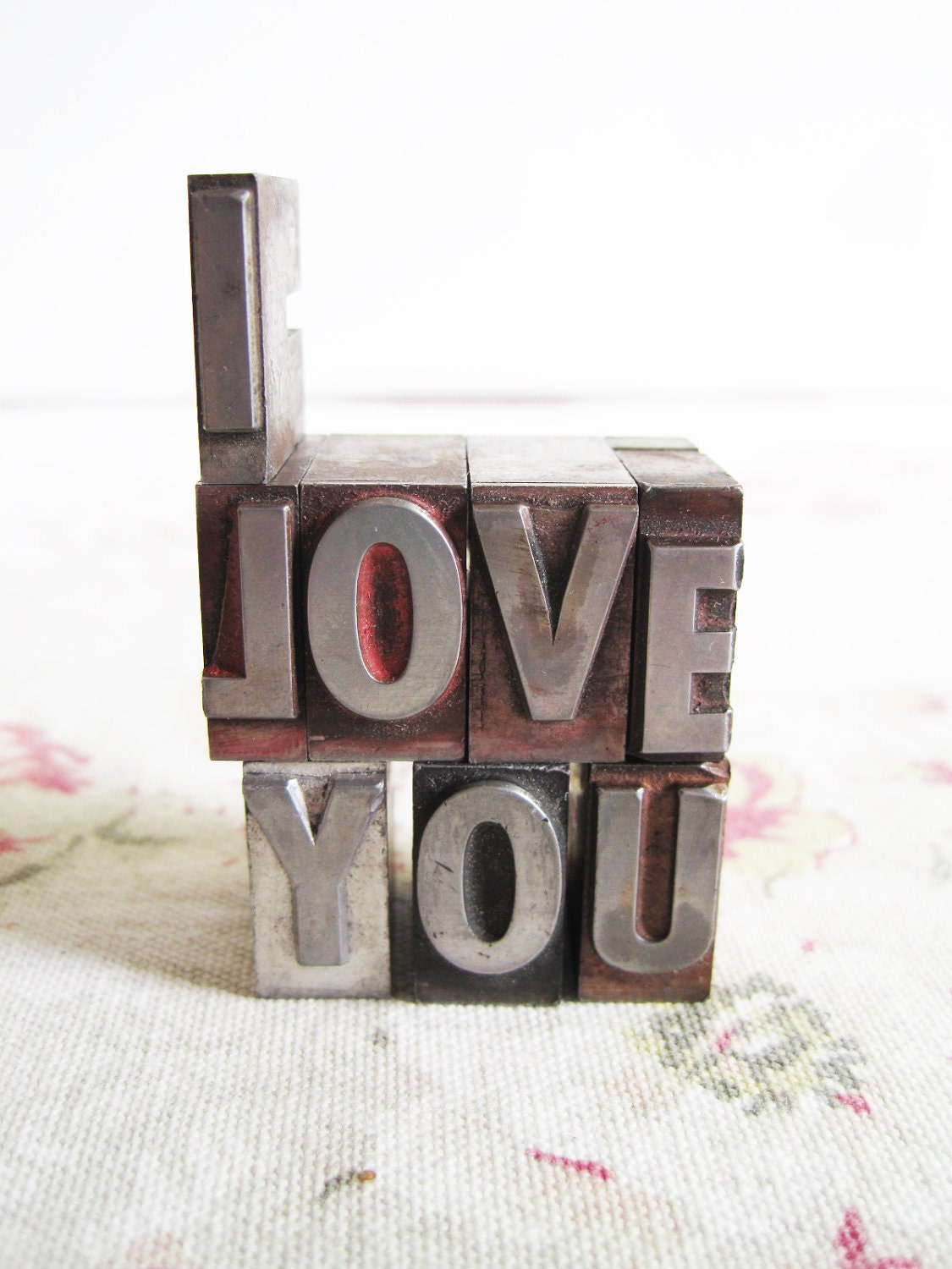 I Love You. Vintage Letterpress Metal Letters Gift - free shipping