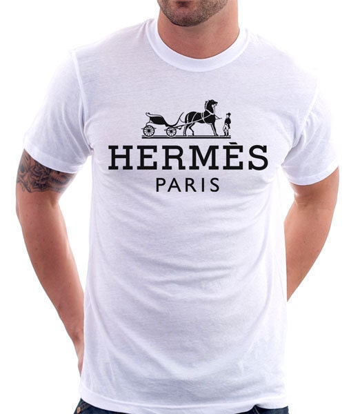 Hermes Mens T-Shirt in White Size X-Large