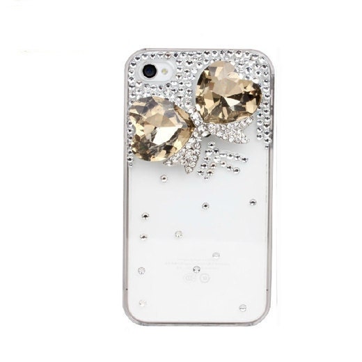 Handmade hard case for iPhone 4 & 4S: Bling crystal bow (custom are welcome)