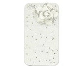 Handmade hard case for iPhone 4 & 4S: Bling flower with pearls (customized are welcome)