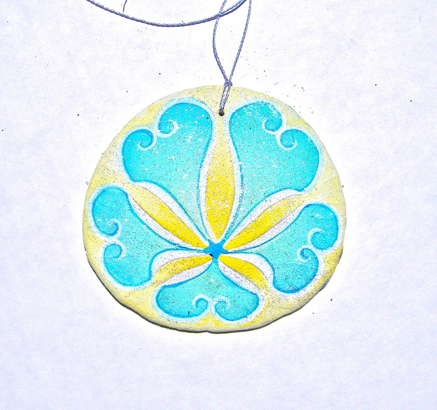MOJITO MOON, hand painted, California, Sand Dollar Ornament, pendant