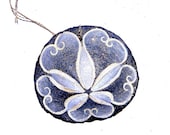 BLACK PEARL, hand painted, California, Sand Dollar Ornament, pendant