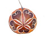 CAPPUCCINO, hand painted, California, Sand Dollar Ornament, pendant