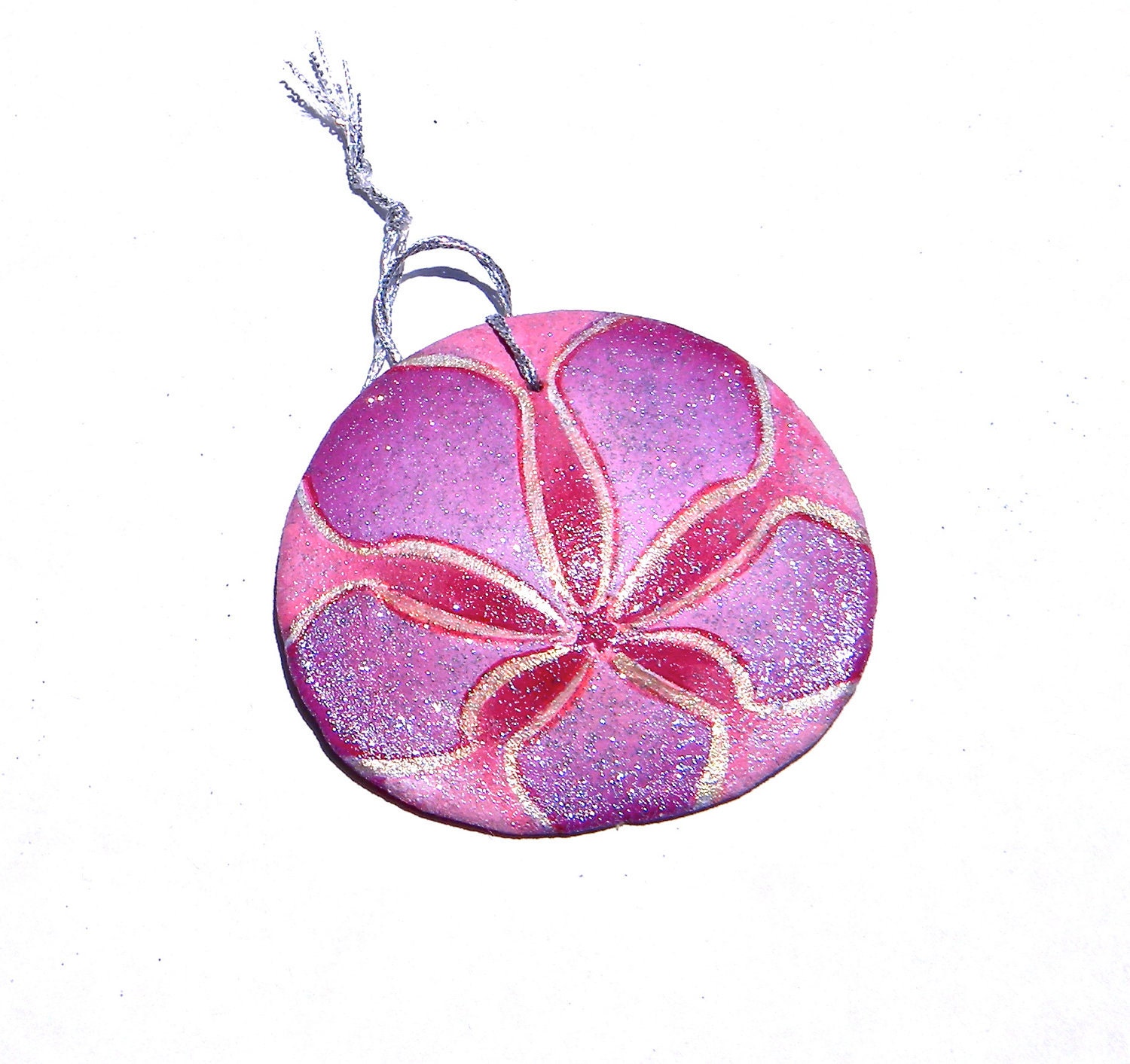 MERCY ROSE, hand painted, California, Sand Dollar Ornament, pendant
