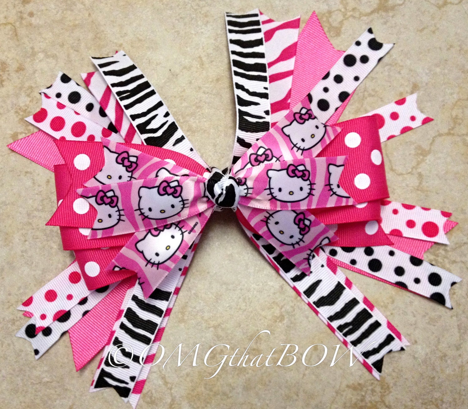 OMG that Hello Kitty-Over the top boutique bow-layered bow-stacked bow-girls large boutique hair bow