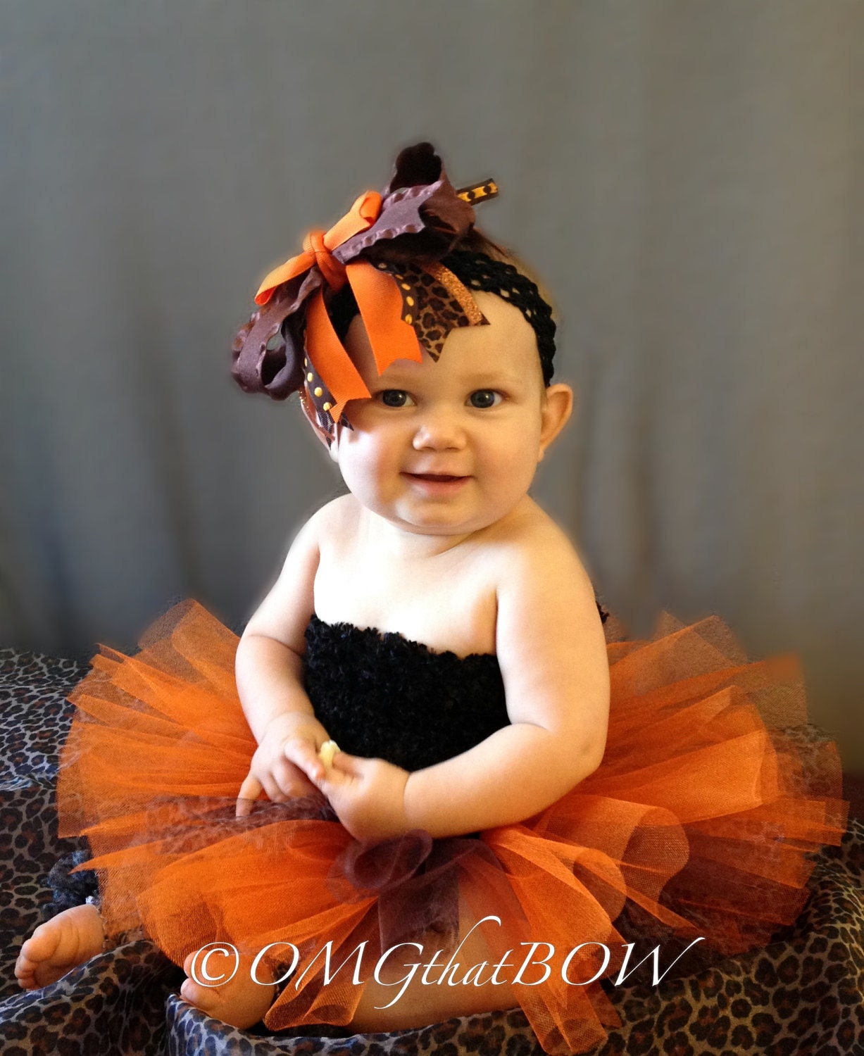 OMG that fall leopard tutu & BOW set- over the top boutique bow- leopard print tutu-large boutique bow