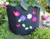20 gal. Custom Designed Eco Garden Fabric Grow Pot with Felt Birds, Flowers & Butterflies