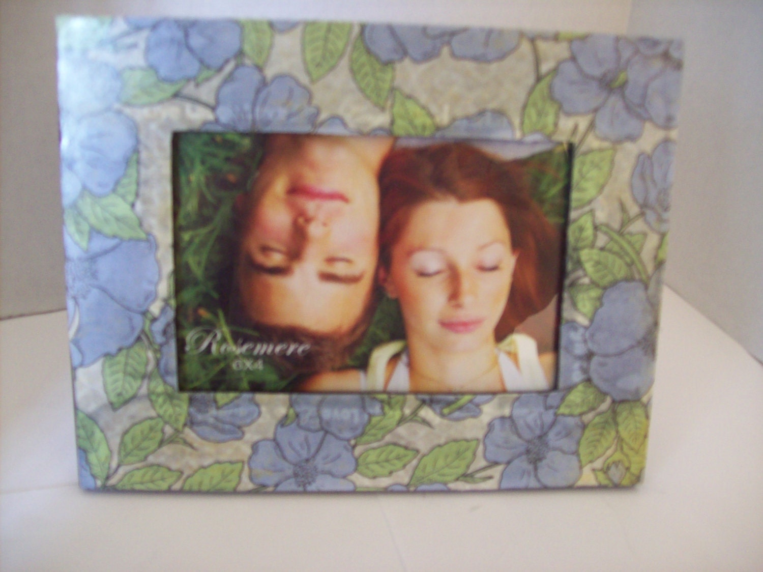 Blue Flowered Decoupaged Frame