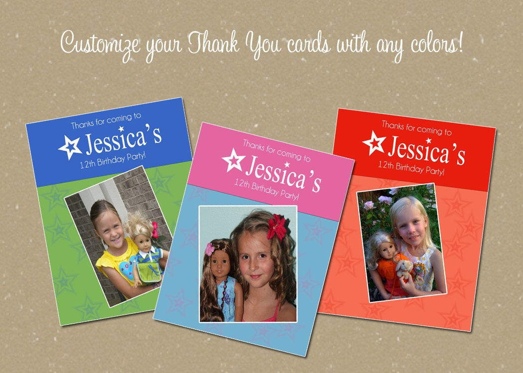 Custom American Girl Birthday Thank You Notes - All Dolls - DIY Printable File