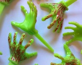 SALE: Zombie hands cupcake picks or cake toppers, fun for bloody zombie or monster halloween party, birthday, prom or wedding