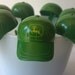 Green John Deere tractor hat cap cupcake picks cake toppers, for a country boy or wedding, western birthday party for hard-working farmers