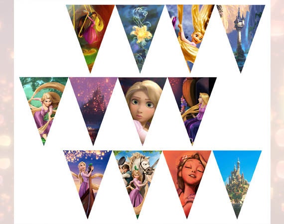 Disney Tangled Happy Birthday banner flags Printable