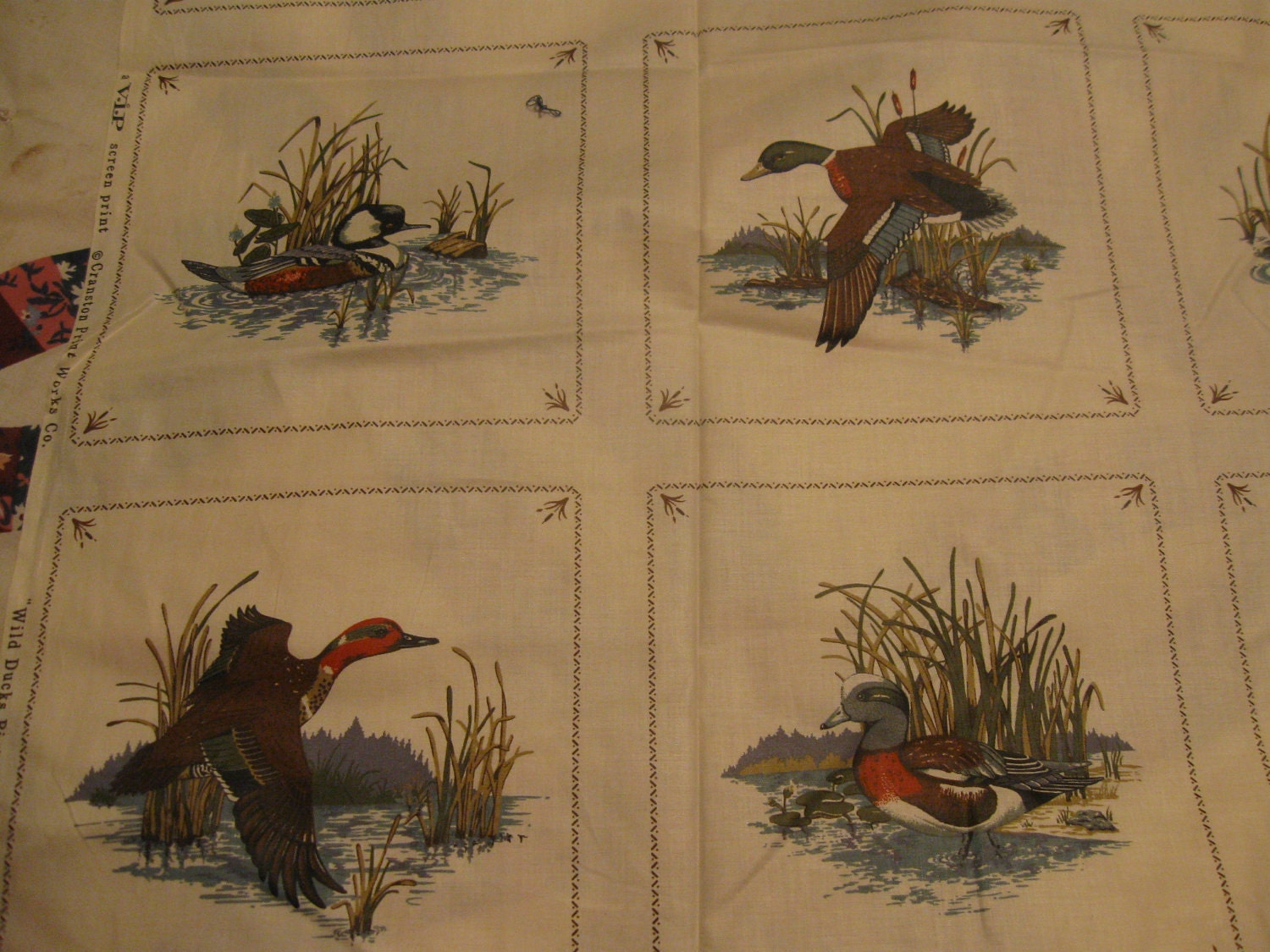 45 Wild Ducks Vintage VIP Squares for quilt or book 2 yards 8 inches FABRIC