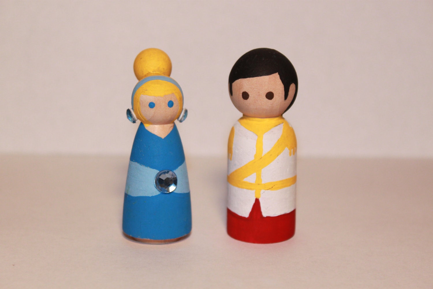 Cinderella and Prince Charming Wooden Peg Dolls