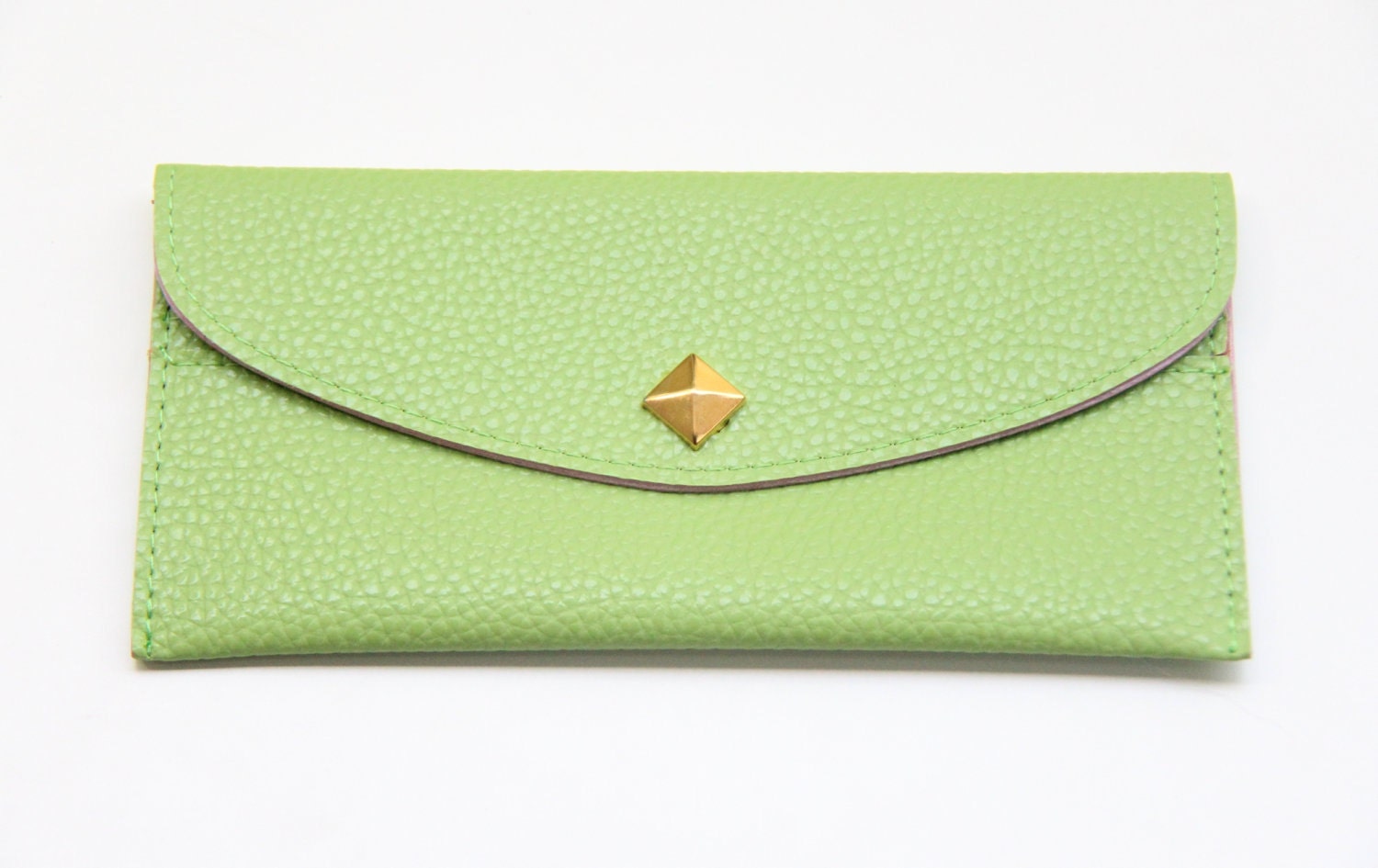 Pale Green Leather wallet with golden pyramid