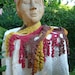 hand made crochet multicolor scarf  with curls.