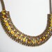 Vintage Choker Necklace and Matching Earrings With Emerald Cut Golden Colored Rhinestones