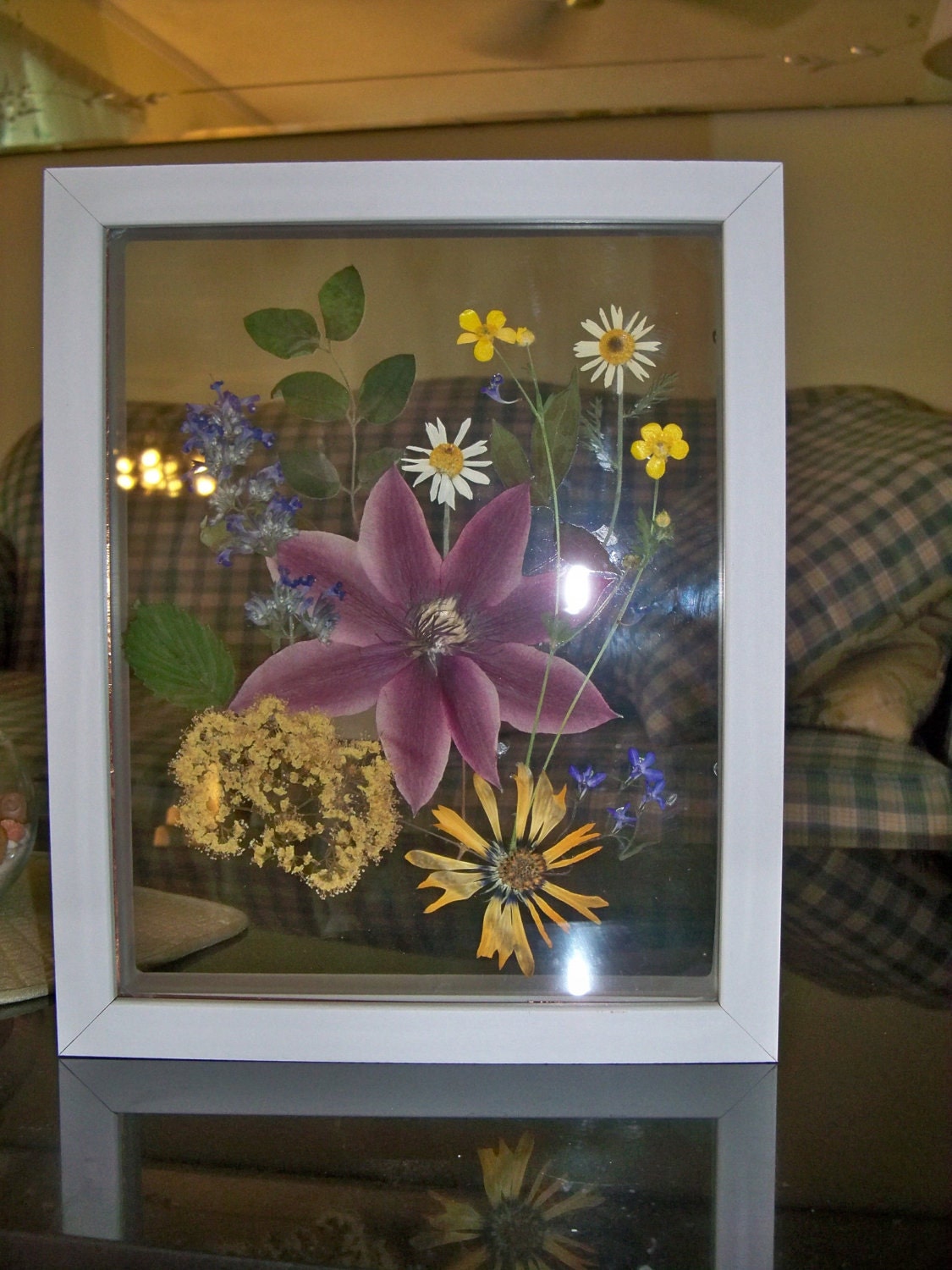 Pressed Flower Art Framed by fitzyspressedflowers on Etsy