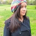 Slouchy beanie hat - RAINBOW - Blue jeans/Burgundy/variegated Green - chunky - crochet - womens Winter Autumn accessories Wool Woolen
