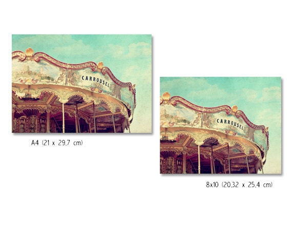 8X10 or A4. Whimsical carnival carousel photography. Barcelona. Home decor.