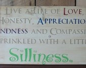House Rules Sign, Distressed Wall Decor, Custom Wood Sign, Typography Word Art - Sprinkle with Silliness