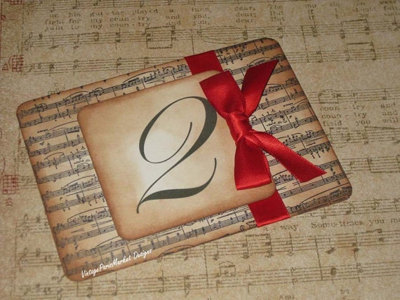 Vintage Style Paris Music Notes Luxury Table Numbers/Names Wedding Original Design