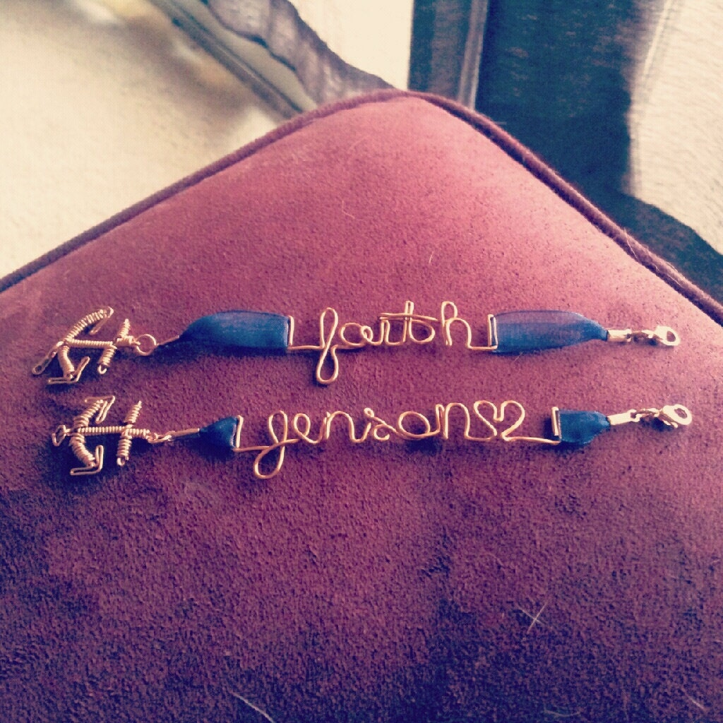 Customizable Word Bracelet/ Military Support with Anchor Clasp