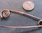 Antiqued Larger Hammered Copper Safety Pin