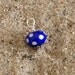 Wire wrapped beaded charm pendant blue and white polka dot lampwork