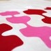 SALE - Enka tea towel - Red and Pink - Screen-printed on Linen