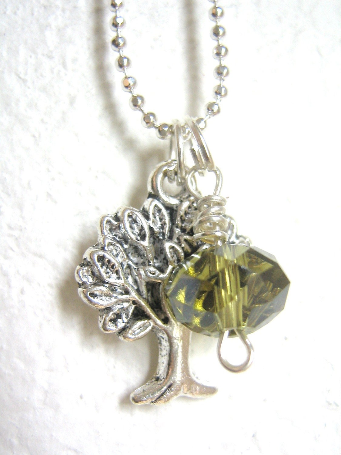 Leaves of Healing Necklace with silver tree charm and lemon quartz bead - READY to SHIP