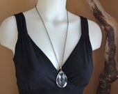 Chandelier Crystal Necklace, Repurposed Vintage Prism, Antique Brass Chain, Eco Chic