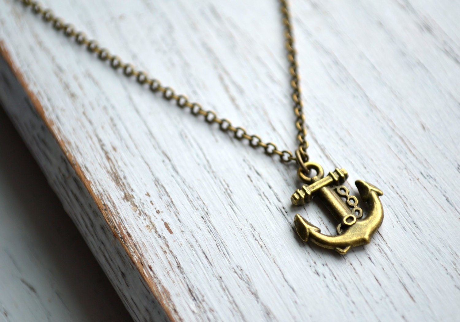 Anchor Necklace with Antique Brass Chain. Simple Vintage Nautical