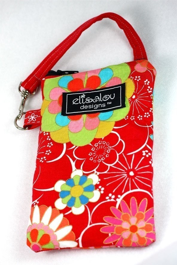 LIMITED EDITION-Flower Burst Padded Gadget Pouch, iPhone, iPhone 5, Blackberry, Camera, Cellphone, MP3