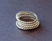 Sterling Silver Dotted Stacking Ring Set 5 Five Bands Stacker Handmade Jewelry