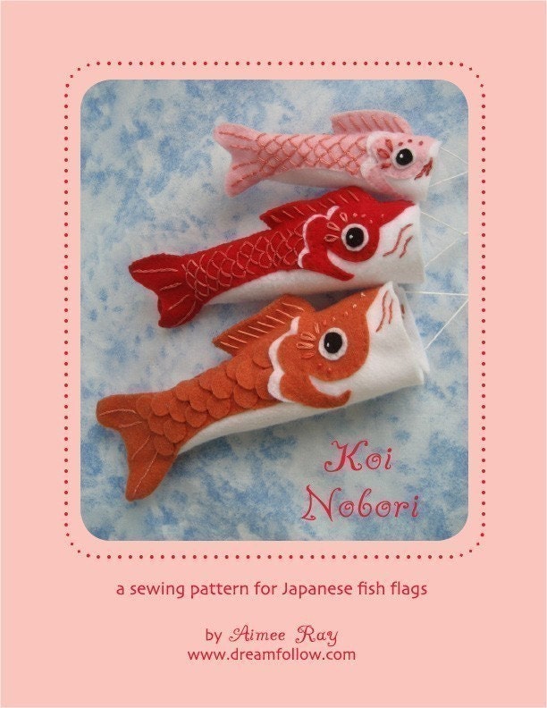 felt embroidered Koinobori fish flag PDF pattern