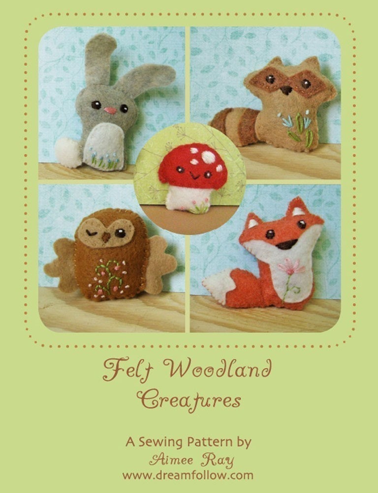 Mini Felt Woodland Creatures plush PDF pattern SET 1
