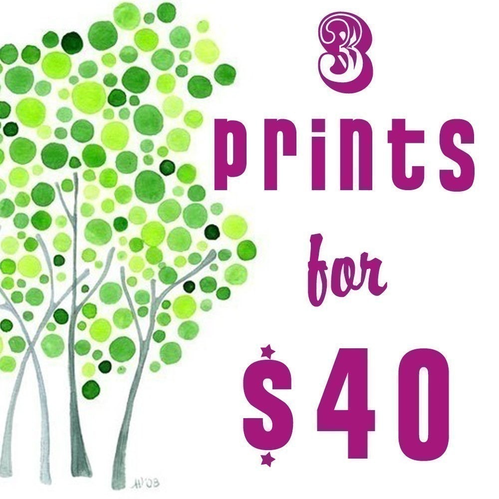 Three Watercolour Prints for 40 Dollars Deal - Your Choice Wall Decor Set