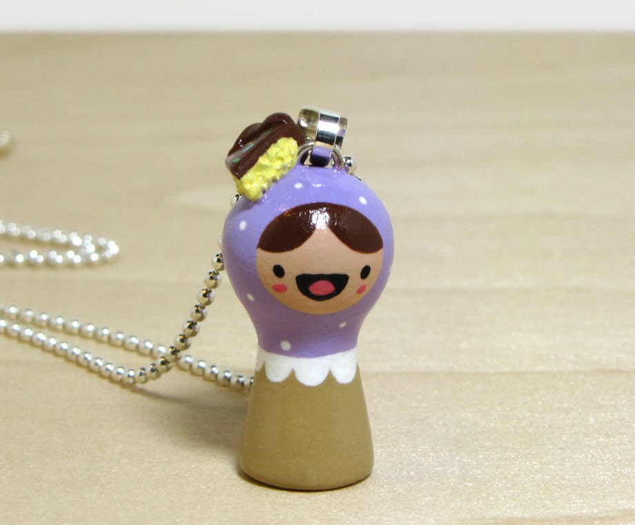 Purple Confetti Cake Plini Doll Necklace