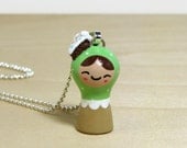 Mint Green Confetti Cake Plini Doll Necklace
