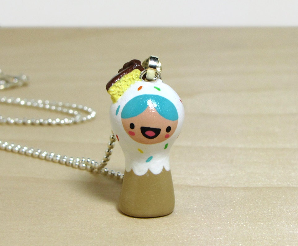Rainbow Confetti Cake Plini Doll Necklace