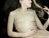 Ceasing To Struggle - FREE SHIPPING - Print Girl Cream White Bride Veil Water Sinking Floating Surreal Dark Portrait Black Ophelia Art