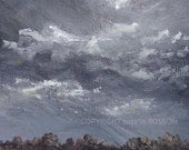 Last Winter Storm, Original Landscape Painting, Dark Sky, Clouds, Trees, Winter, Impressionist Painting, Winjimir, Ebsq