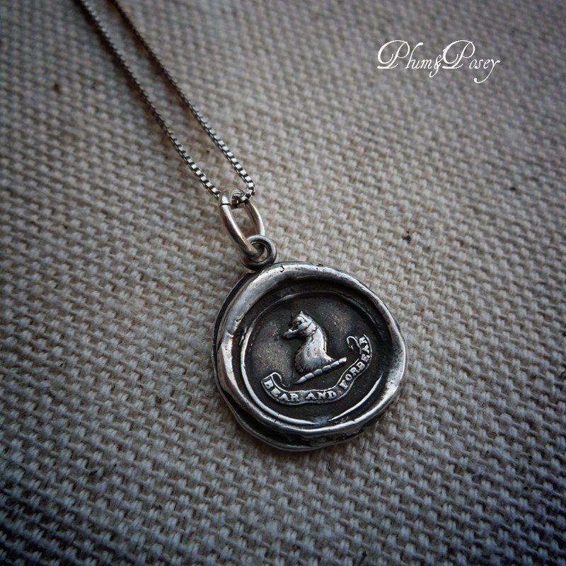 Bear Necklace - Bear and Forbear Wax Seal Necklace - Patience, Endurance and Tolerance