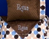Personalized Baby Blanket and Toddler Pillow , Minky Toddler Blanket , 30x36