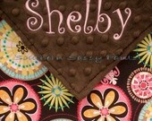 Baby Girl Blanket , Personalized Minky Dot and Carnival Bloom