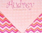 Personalized Toddler Girl Blanket , Chevron Baby Blanket - Design Your Own Zig Zag Blanket - 36x40